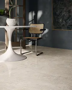 Piastrella di fondo, Effetto travertino, Colore grigio, Gres porcellanato smaltato, 120x120 cm, Superficie levigata