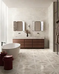 Background tile, Effect travertine, Color beige, Glazed porcelain stoneware, 60x60 cm, Finish polished