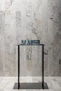 Background tile, Effect slate, Color beige,grey, Glazed porcelain stoneware, 10x120 cm, Finish antislip