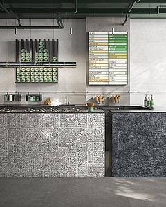 Mosaic effect tiles, Effect concrete, Color grey, Glazed porcelain stoneware, 120x120 cm, Finish antislip