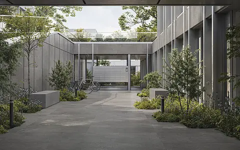 Mosaic effect tiles, Effect concrete, Color grey, Glazed porcelain stoneware, 60x120 cm, Finish antislip