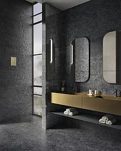 Mosaic effect tiles, Effect concrete, Color black, Glazed porcelain stoneware, 120x120 cm, Finish antislip