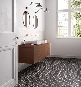 Patchwork Black&White Porcelain Tiles produced by Ceramica Sant&prime;Agostino, faux encaustic tiles