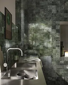 Background tile, Effect unicolor, Color green, Glazed porcelain stoneware, 10x10 cm, Finish glossy