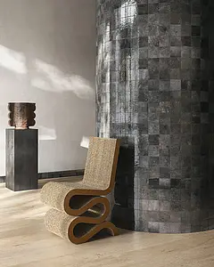 Bakgrundskakel, Textur enfärgad, Färg svart, Glaserad granitkeramik, 10x10 cm, Yta blank