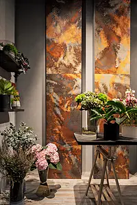Bakgrunnsflis, Effekt metall, Farge brun, Glasert porselenssteintøy, 60x120 cm, Overflate polert