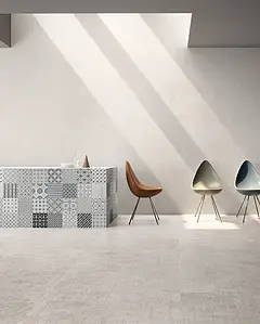 Grundflise, Effekt beton, Farve hvid, Glaseret porcelænsstentøj, 60x60 cm, Overflade skridsikker