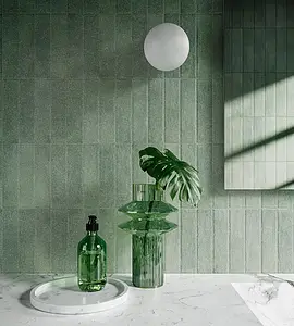 Background tile, Effect unicolor, Color green, Glazed porcelain stoneware, 5x20 cm, Finish matte