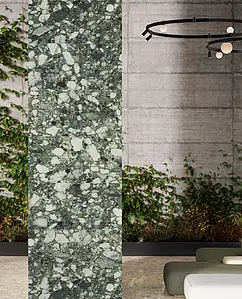 Effekt sten, Farve grøn, Grundflise, Glaseret porcelænsstentøj, 60x120 cm, Overflade skridsikker