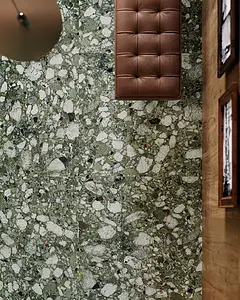 Effekt sten, Farve grøn, Grundflise, Glaseret porcelænsstentøj, 120x120 cm, Overflade poleret