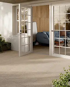 Grundflise, Effekt andre sten, Farve beige, Glaseret porcelænsstentøj, 60x120 cm, Overflade skridsikker