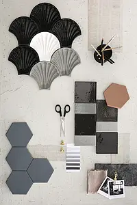 Background tile, Color grey, Style handmade, Ceramics, 15x15.5 cm, Finish glossy