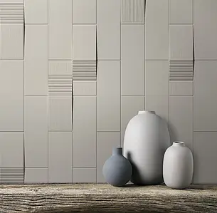 Background tile, Color grey, Style designer, Glazed porcelain stoneware, 9x28 cm, Finish 3D