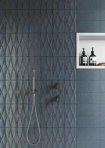 Background tile, Color navy blue, Glazed porcelain stoneware, 12.5x25 cm, Finish aged