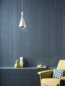 Background tile, Color navy blue, Glazed porcelain stoneware, 12.5x25 cm, Finish aged