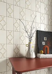 Background tile, Color white, Glazed porcelain stoneware, 12.5x25 cm, Finish aged