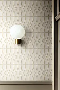 Background tile, Color white, Glazed porcelain stoneware, 12.5x25 cm, Finish aged