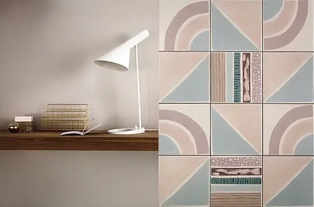 Farve med flere farver, Grundflise, Glaseret porcelænsstentøj, 15x15 cm, Overflade skridsikker