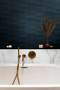 Background tile, Color navy blue, Style handmade, Glazed porcelain stoneware, 5.7x23 cm, Finish matte