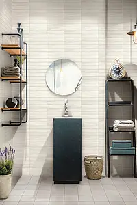 Background tile, Effect concrete, Color white, Ceramics, 5x25 cm, Finish glossy