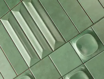 Background tile, Color green, Ceramics, 6.2x25 cm, Finish 3D