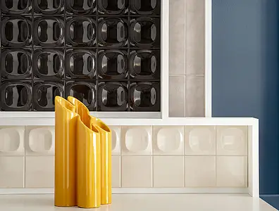 Background tile, Color beige,white, Ceramics, 10x10 cm, Finish 3D