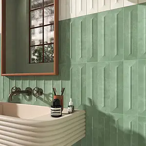 Background tile, Color green, Style pop-art, Ceramics, 6.2x25 cm, Finish 3D