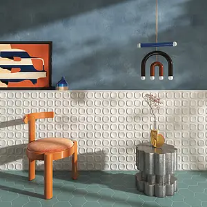 Background tile, Color beige,white, Style pop-art, Ceramics, 10x10 cm, Finish 3D