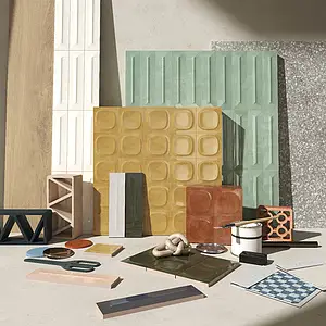 Background tile, Color green, Style pop-art, Ceramics, 6.2x25 cm, Finish 3D