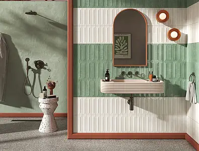 Background tile, Color green, Ceramics, 6.2x25 cm, Finish 3D