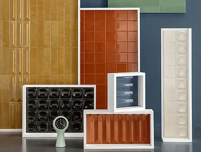 Background tile, Color red,orange, Ceramics, 6.2x25 cm, Finish 3D