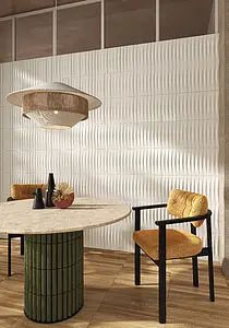 Background tile, Effect brick, Color white, Ceramics, 4x31.5 cm, Finish glossy