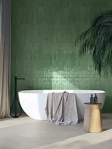 Background tile, Color green, Glazed porcelain stoneware, 4.8x45 cm, Finish glossy