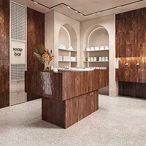 Background tile, Color brown, Glazed porcelain stoneware, 4.8x45 cm, Finish glossy