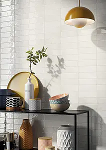 Background tile, Color white, Style zellige, Ceramics, 5.2x16 cm, Finish glossy