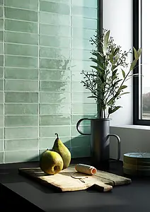 Hintergrundfliesen, Farbe grüne,graue, Stil zellige, Keramik, 5.2x16 cm, Oberfläche glänzende