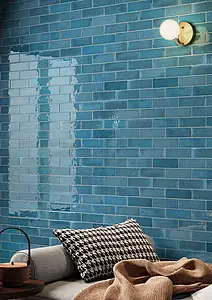 Background tile, Color navy blue, Style zellige, Ceramics, 5.2x16 cm, Finish glossy