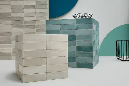 Background tile, Color sky blue, Style handmade, Ceramics, 5.2x16 cm, Finish matte