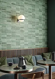 Background tile, Color green, Style handmade, Ceramics, 5.2x16 cm, Finish matte
