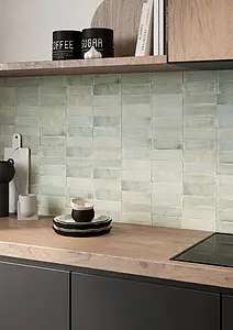 Background tile, Color green, Style handmade, Ceramics, 5.2x16 cm, Finish matte