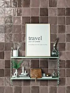 Background tile, Color brown, Style handmade,zellige, Ceramics, 15x15 cm, Finish glossy