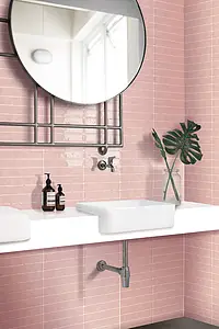 Azulejo base, Color rosa, Estilo zellige, Cerámica, 5x25 cm, Acabado brillo