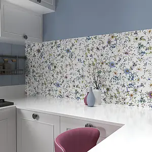 Background tile, Color white,multicolor, Ceramics, 25x75 cm, Finish glossy