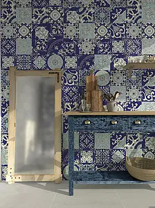 Background tile, Color navy blue,sky blue, Style patchwork, Glazed porcelain stoneware, 21.6x21.6 cm, Finish glossy