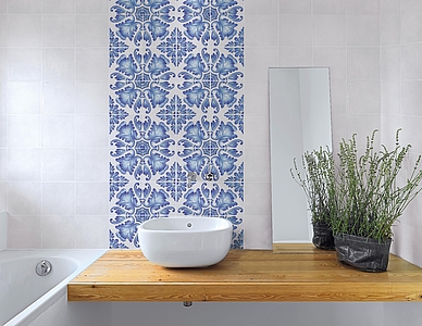 Background tile, Effect unicolor, Color white, Style handmade, Glazed porcelain stoneware, 22x22 cm, Finish glossy