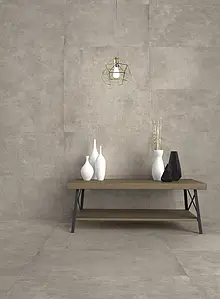 Grundflise, Effekt beton, Farve brun, Glaseret porcelænsstentøj, 60x120 cm, Overflade mat