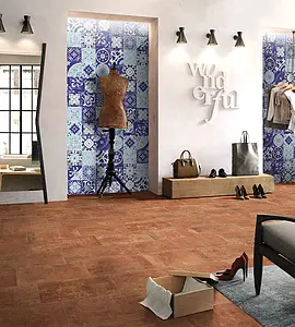 Background tile, Effect terracotta, Color brown, Glazed porcelain stoneware, 21.6x43.5 cm, Finish matte