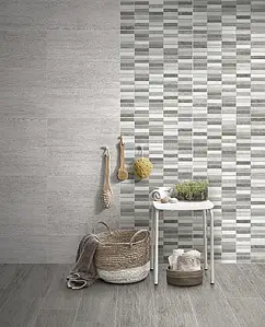 Mosaic effect tiles, Effect wood, Color grey, Ceramics, 20x50 cm, Finish matte