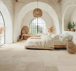 Background tile, Effect limestone, Color beige, Glazed porcelain stoneware, 30x60 cm, Finish matte