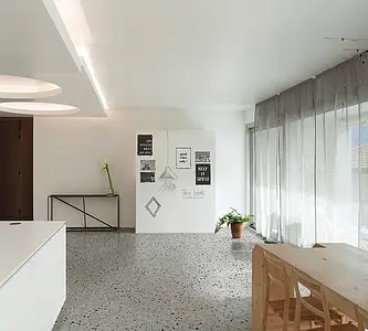 Grundflise, Effekt terrazzo, Farve grå, Uglaseret porcelænsstentøj, 60x60 cm, Overflade mat